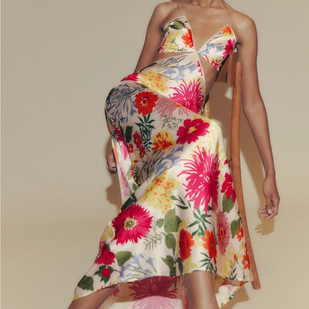 Reformation Poppies Silk Dress in Fabrizia - Picture 3 of 3